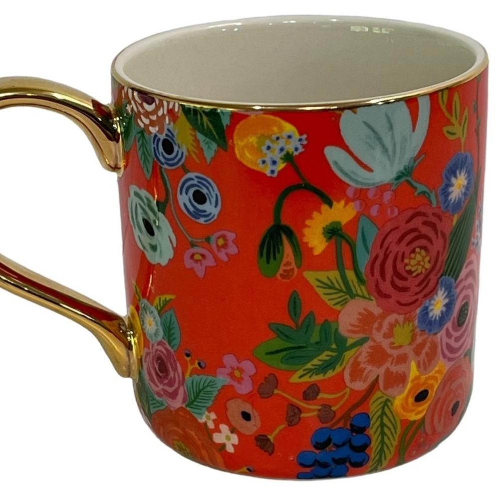 Anthropologie Floral Monogram Mug with Gold J - Picture 3 of 4
